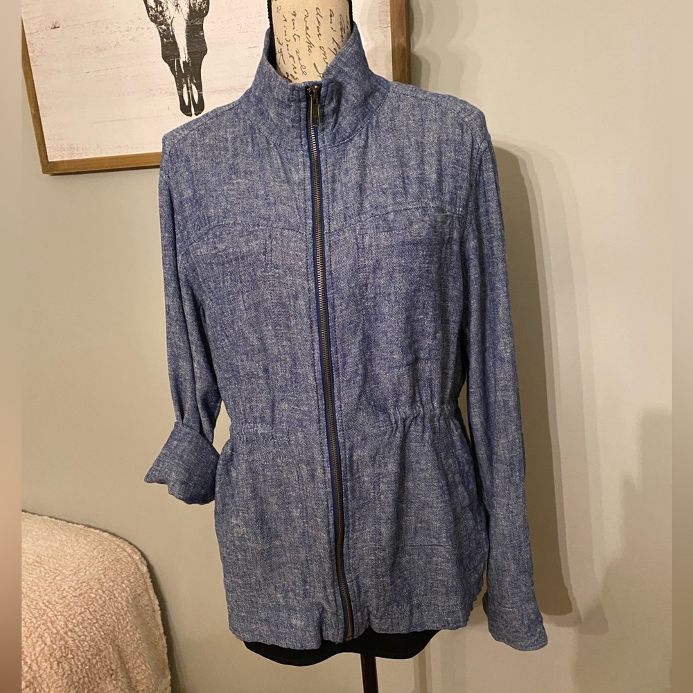 Old Navy Denim linen zip up blazer-M